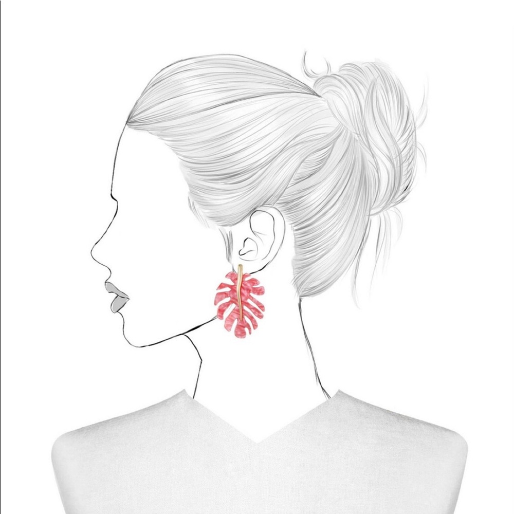 NEW! BaubleBar Pink Leaf Earrings